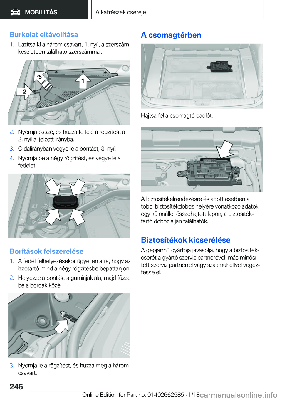 BMW M2 2018  Kezelési útmutató (in Hungarian) �B�u�r�k�o�l�a�t��e�l�t�