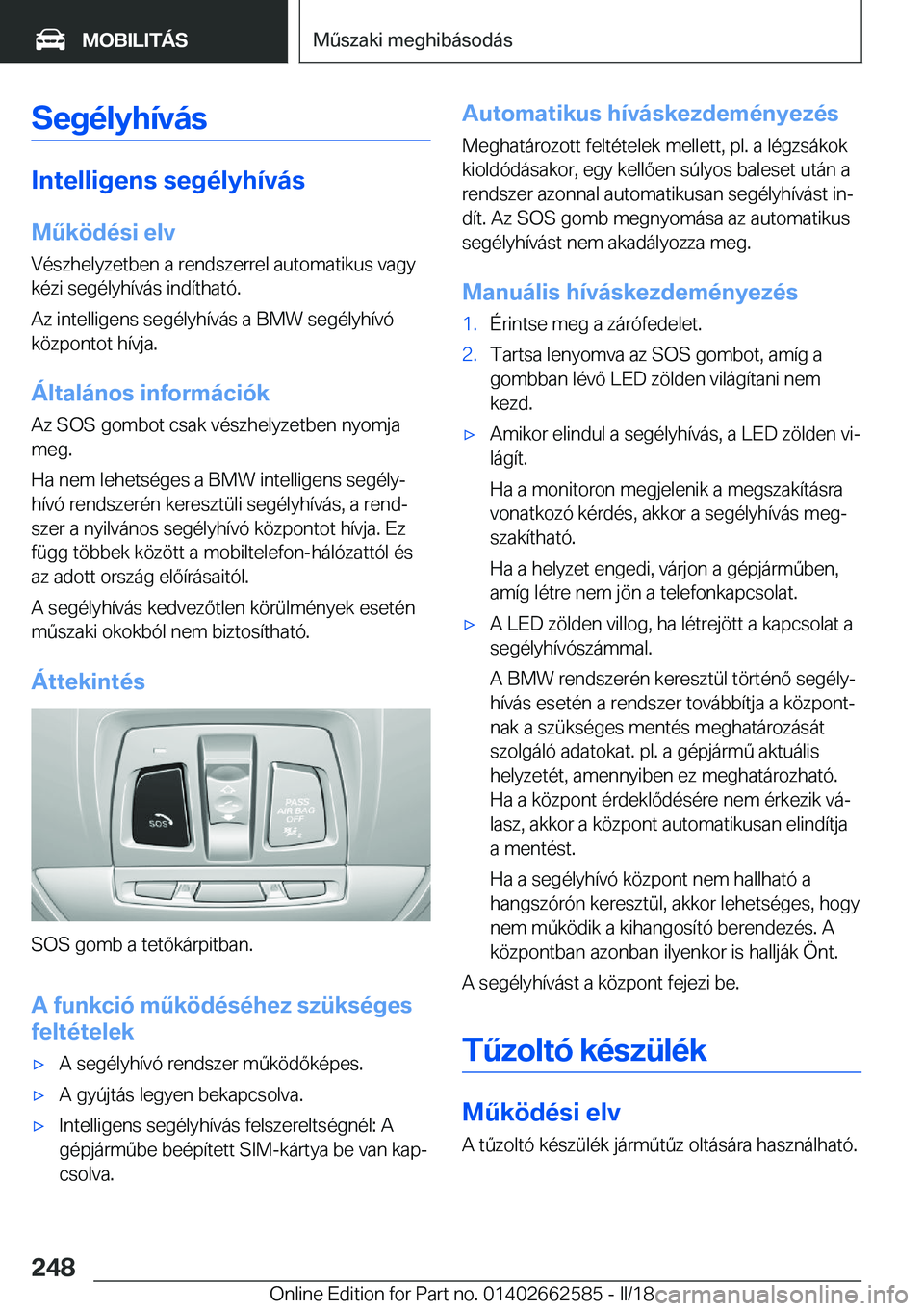 BMW M2 2018  Kezelési útmutató (in Hungarian) �S�e�g�