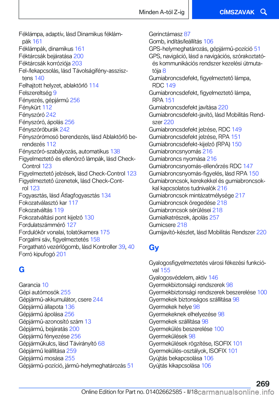 BMW M2 2018  Kezelési útmutató (in Hungarian) �F�