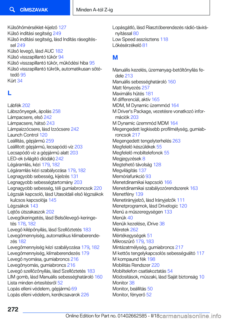 BMW M2 2018  Kezelési útmutató (in Hungarian) �K�