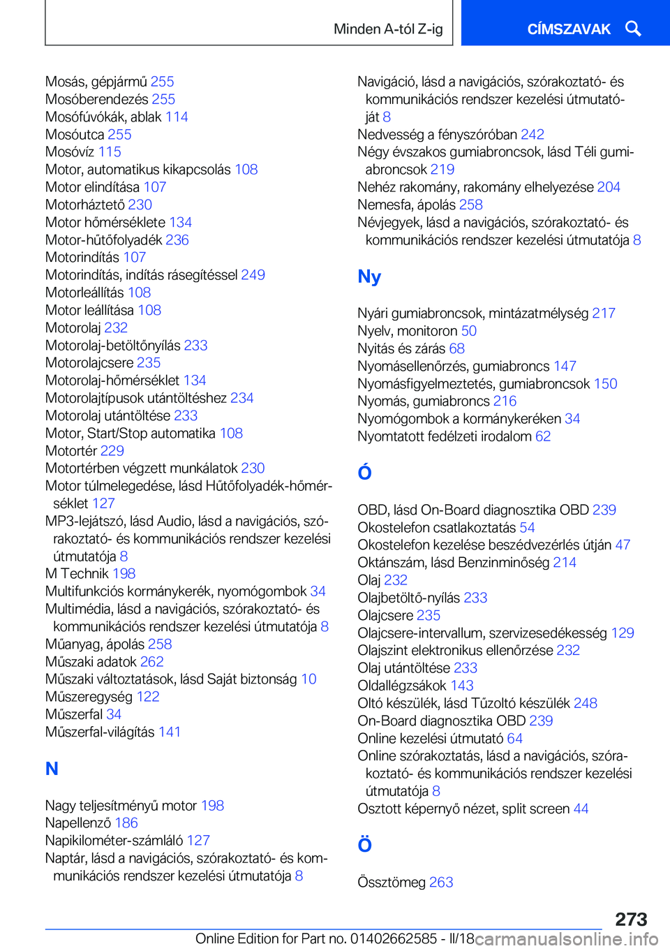 BMW M2 2018  Kezelési útmutató (in Hungarian) �M�o�s�