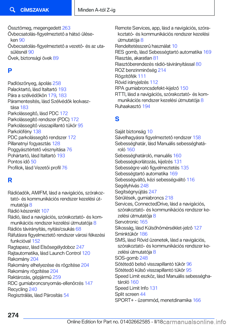 BMW M2 2018  Kezelési útmutató (in Hungarian) �