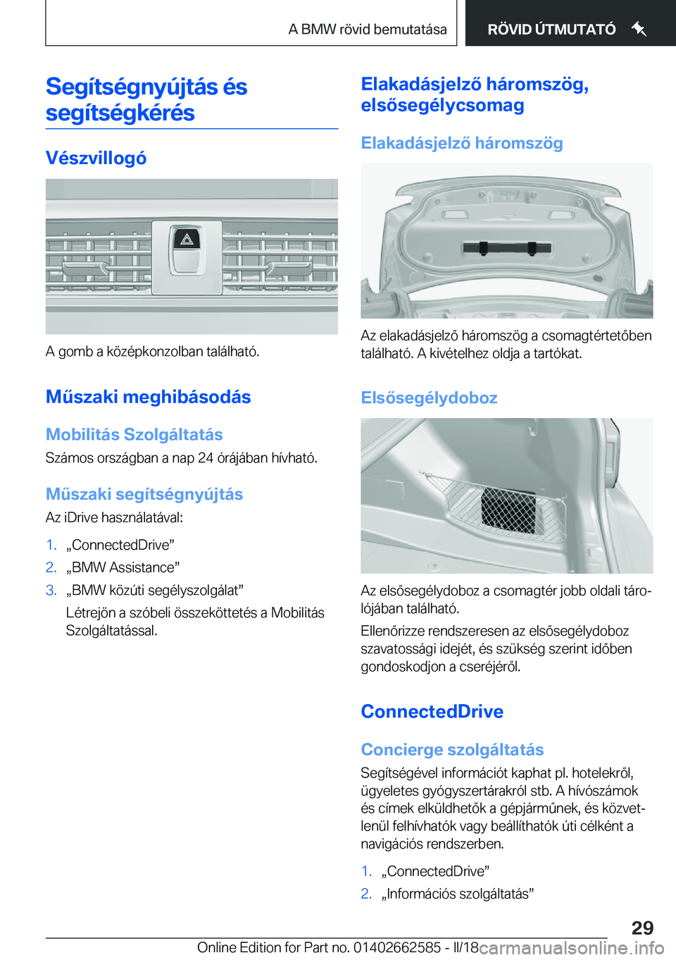 BMW M2 2018  Kezelési útmutató (in Hungarian) �S�e�g�
