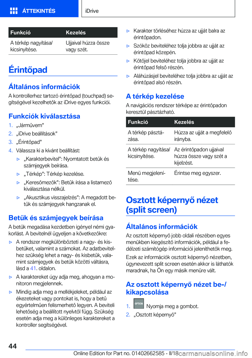 BMW M2 2018  Kezelési útmutató (in Hungarian) �F�u�n�k�c�i�