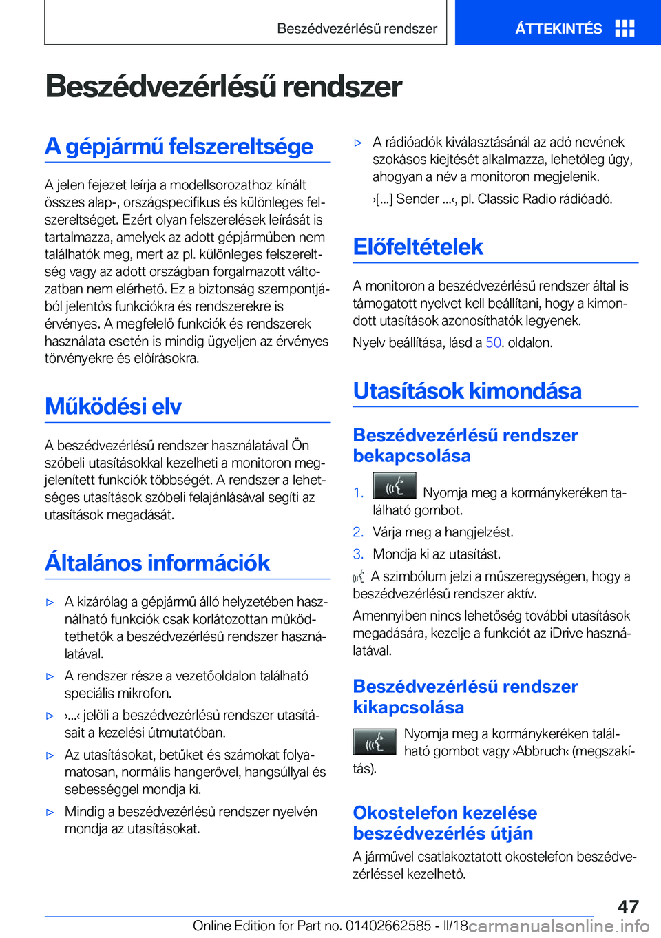 BMW M2 2018  Kezelési útmutató (in Hungarian) �B�e�s�z�