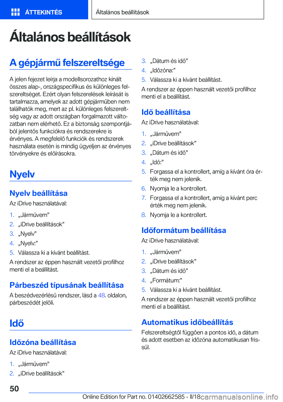 BMW M2 2018  Kezelési útmutató (in Hungarian) �