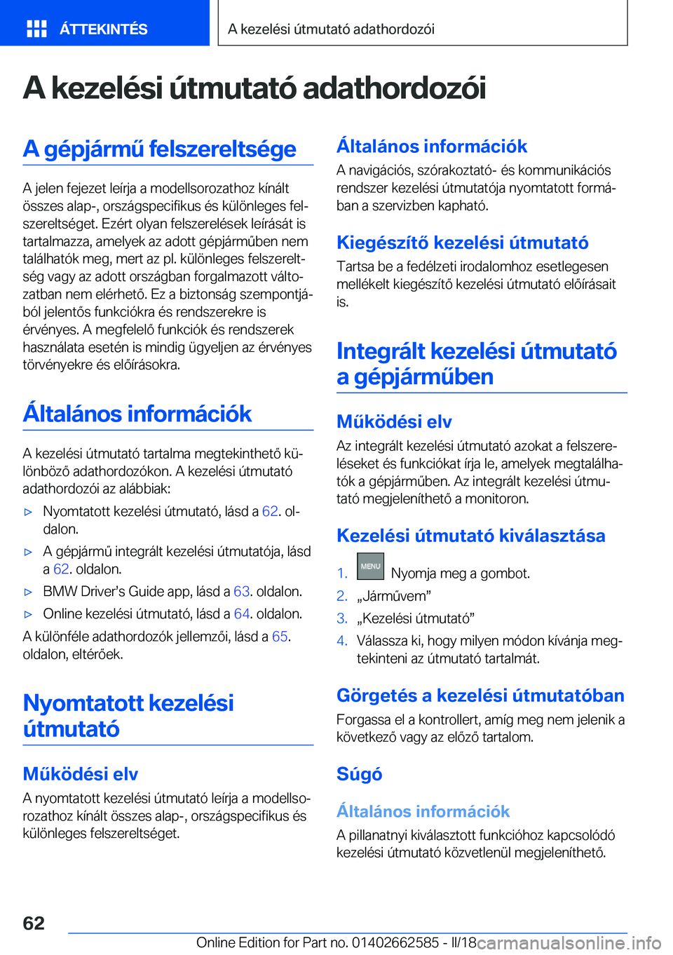 BMW M2 2018  Kezelési útmutató (in Hungarian) �A��k�e�z�e�l�