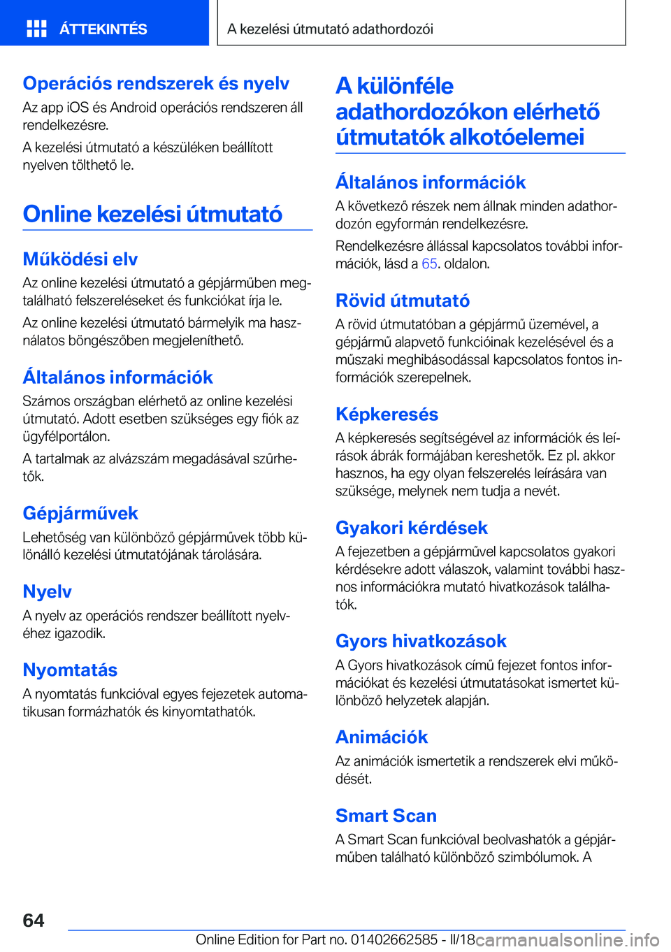 BMW M2 2018  Kezelési útmutató (in Hungarian) �O�p�e�r�