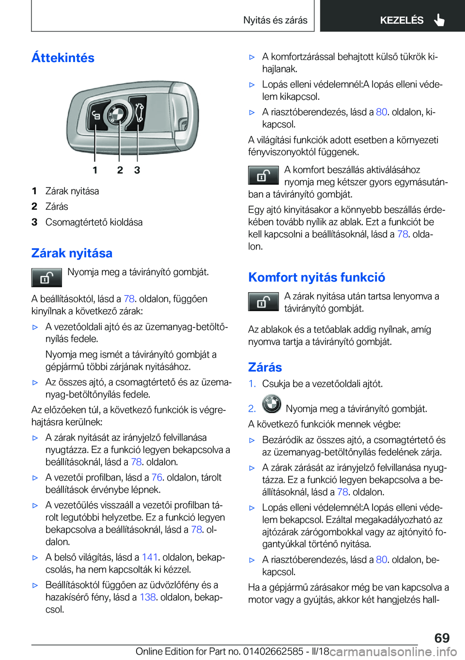 BMW M2 2018  Kezelési útmutató (in Hungarian) �