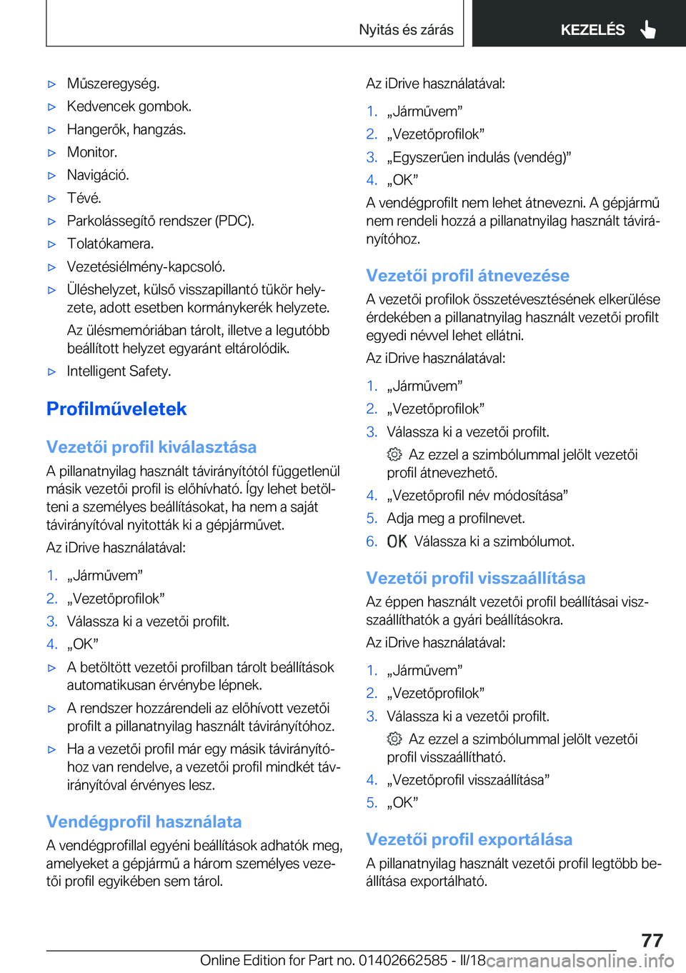 BMW M2 2018  Kezelési útmutató (in Hungarian) 'x�M 2�s�z�e�r�e�g�y�s�