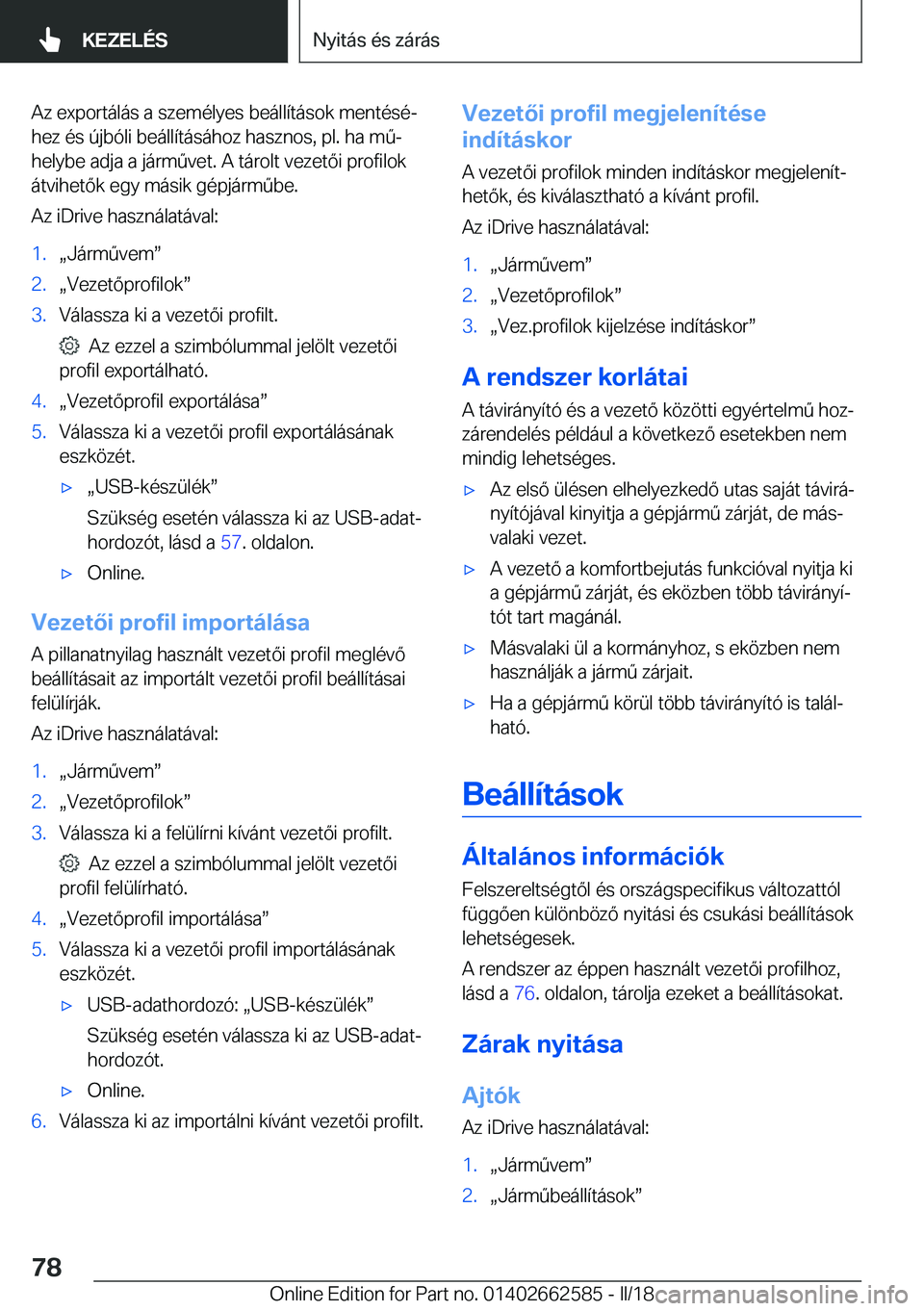 BMW M2 2018  Kezelési útmutató (in Hungarian) �A�z� �e�x�p�o�r�t�