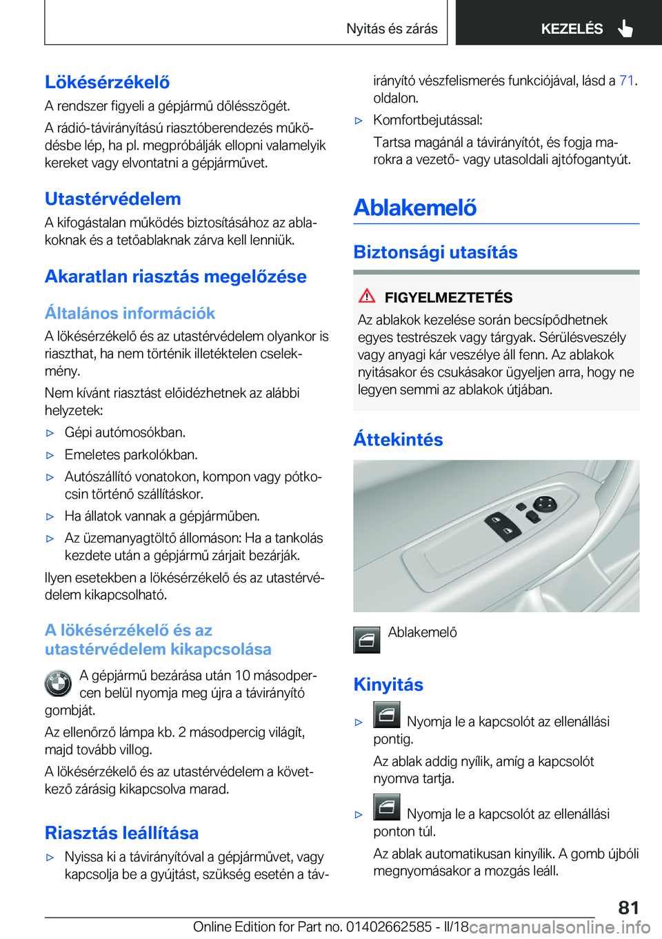 BMW M2 2018  Kezelési útmutató (in Hungarian) �L�