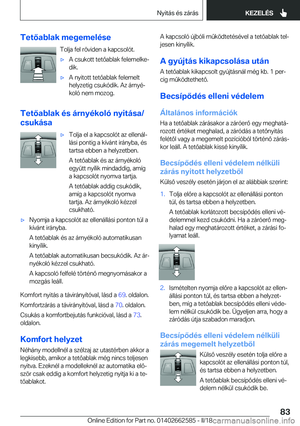 BMW M2 2018  Kezelési útmutató (in Hungarian) �T�e�t�