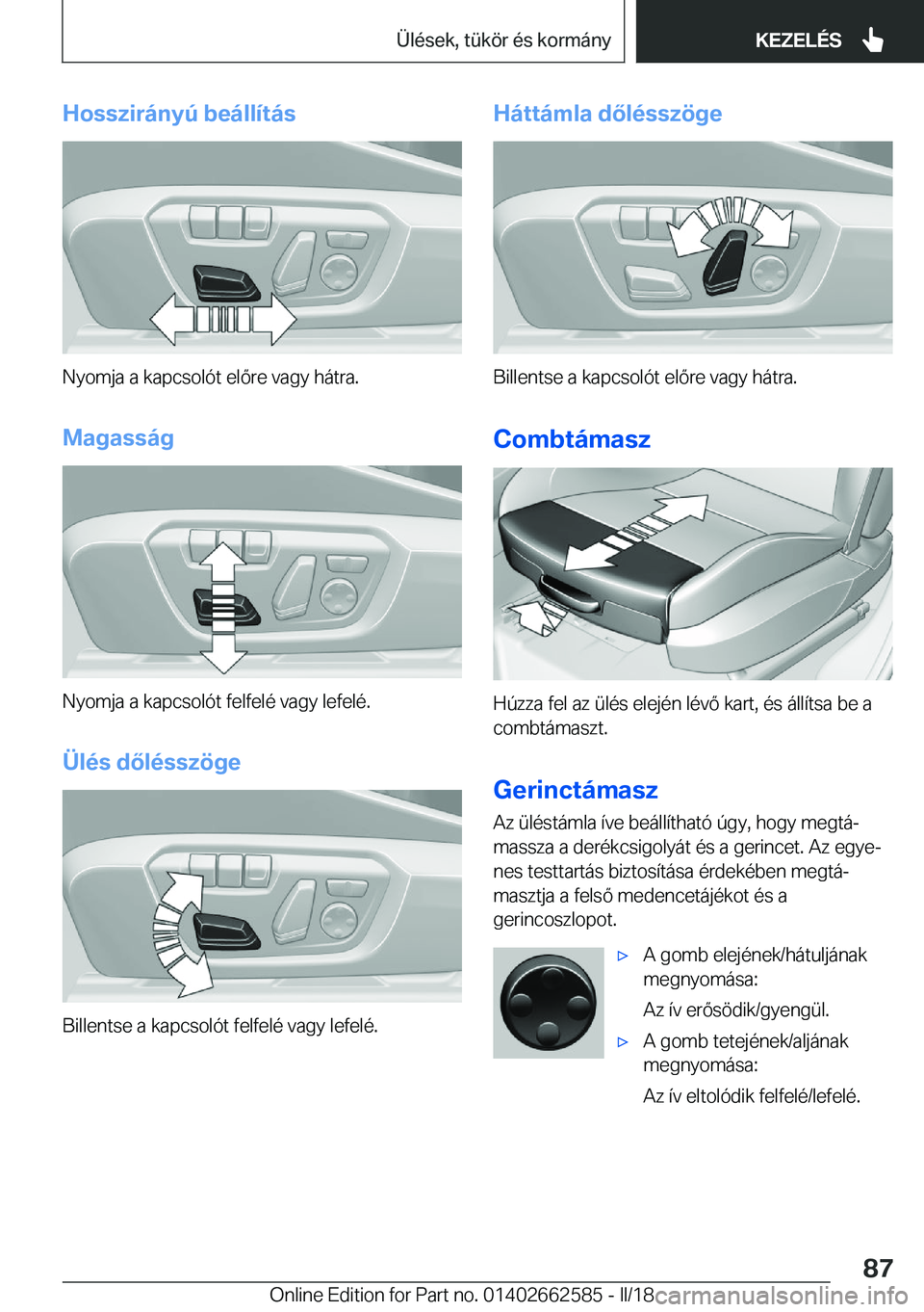 BMW M2 2018  Kezelési útmutató (in Hungarian) �H�o�s�s�z�i�r�