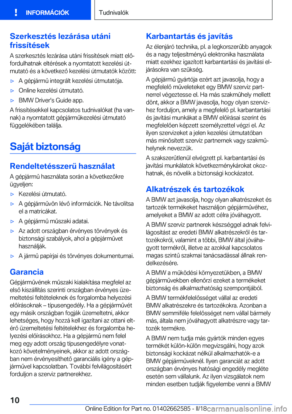 BMW M2 2018  Kezelési útmutató (in Hungarian) �S�z�e�r�k�e�s�z�t�
