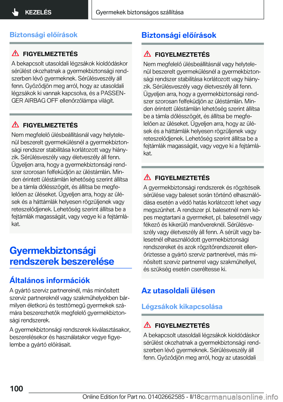 BMW M2 2018  Kezelési útmutató (in Hungarian) �B�i�z�t�o�n�s�