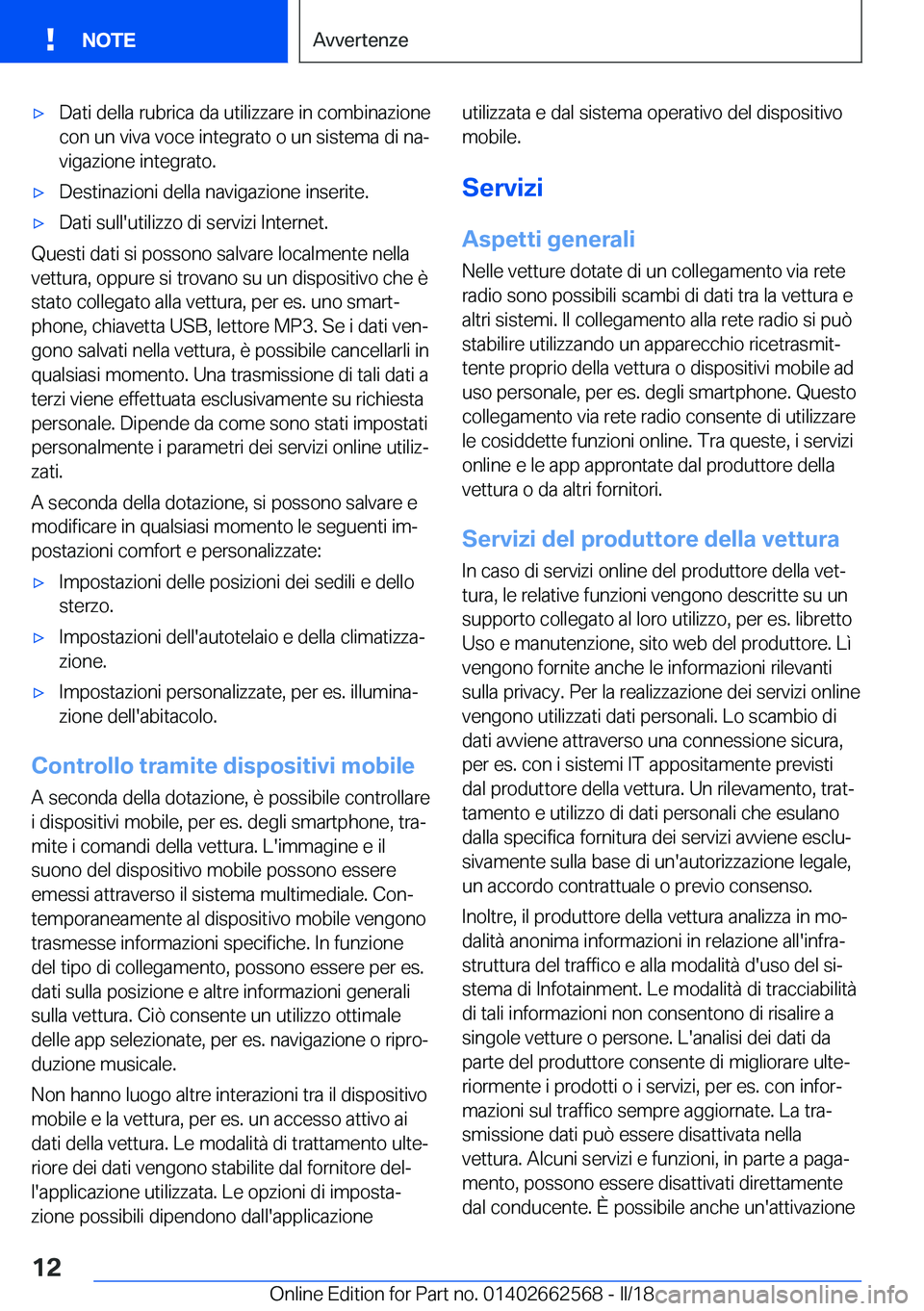 BMW M2 2018  Libretti Di Uso E manutenzione (in Italian) 'x�D�a�t�i� �d�e�l�l�a� �r�u�b�r�i�c�a� �d�a� �u�t�i�l�i�z�z�a�r�e� �i�n� �c�o�m�b�i�n�a�z�i�o�n�e�c�o�n� �u�n� �v�i�v�a� �v�o�c�e� �i�n�t�e�g�r�a�t�o� �o� �u�n� �s�i�s�t�e�m�a� �d�i� �n�aª�v�i�