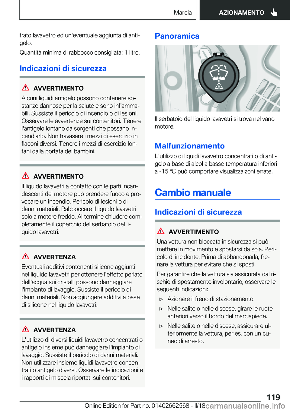 BMW M2 2018  Libretti Di Uso E manutenzione (in Italian) �t�r�a�t�o� �l�a�v�a�v�e�t�r�o� �e�d� �u�n�'�e�v�e�n�t�u�a�l�e� �a�g�g�i�u�n�t�a� �d�i� �a�n�t�iª
�g�e�l�o�.
�Q�u�a�n�t�i�t�