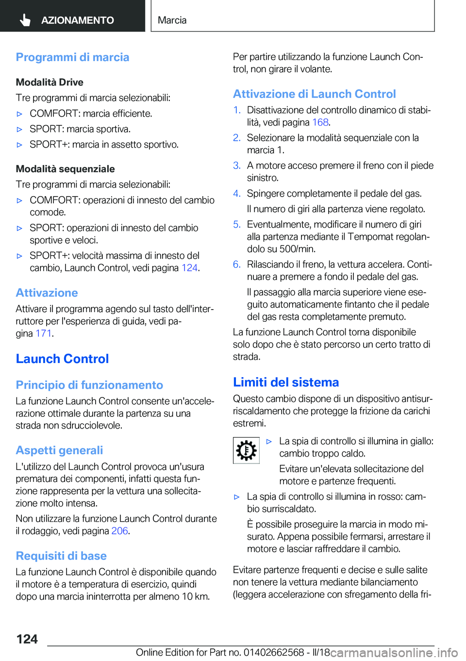 BMW M2 2018  Libretti Di Uso E manutenzione (in Italian) �P�r�o�g�r�a�m�m�i��d�i��m�a�r�c�i�a�M�o�d�a�l�i�t�