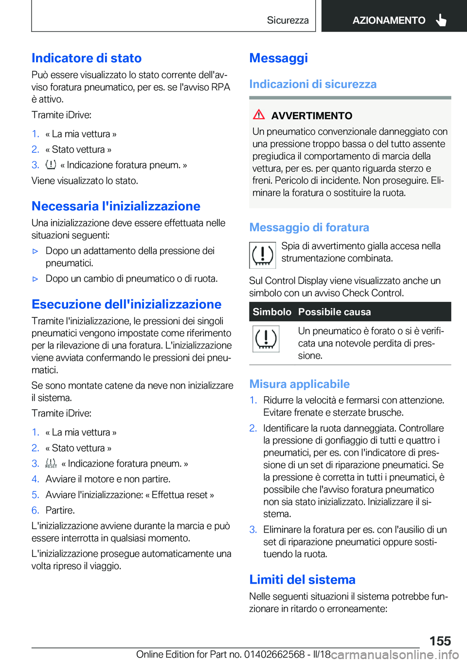 BMW M2 2018  Libretti Di Uso E manutenzione (in Italian) �I�n�d�i�c�a�t�o�r�e��d�i��s�t�a�t�o�P�u�