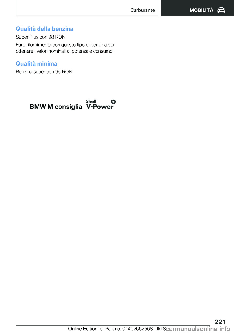 BMW M2 2018  Libretti Di Uso E manutenzione (in Italian) �Q�u�a�l�i�t�