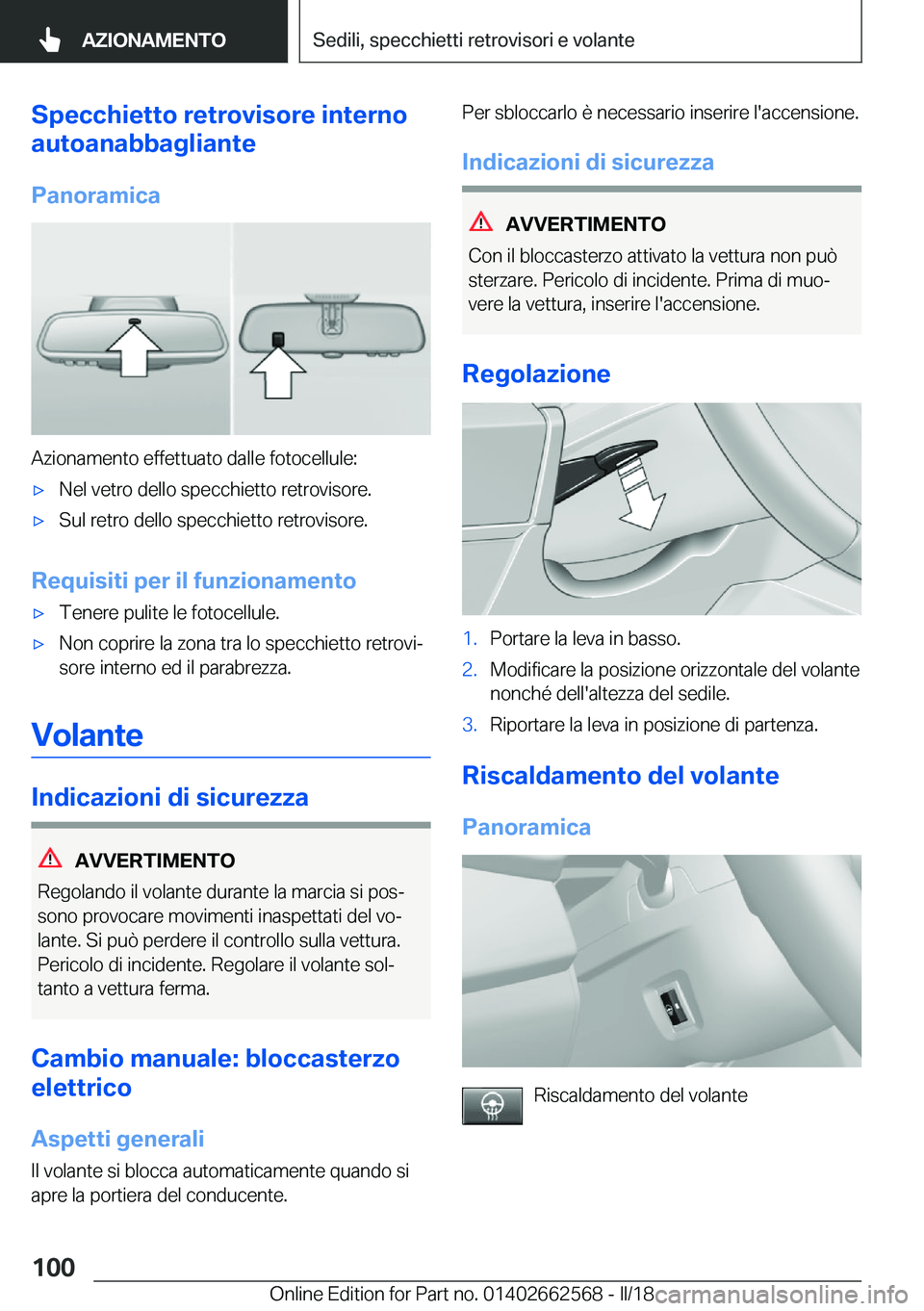 BMW M2 2018  Libretti Di Uso E manutenzione (in Italian) �S�p�e�c�c�h�i�e�t�t�o��r�e�t�r�o�v�i�s�o�r�e��i�n�t�e�r�n�o
�a�u�t�o�a�n�a�b�b�a�g�l�i�a�n�t�e
�P�a�n�o�r�a�m�i�c�a
�A�z�i�o�n�a�m�e�n�t�o� �e�f�f�e�t�t�u�a�t�o� �d�a�l�l�e� �f�o�t�o�c�e�l�l�u�l�e�