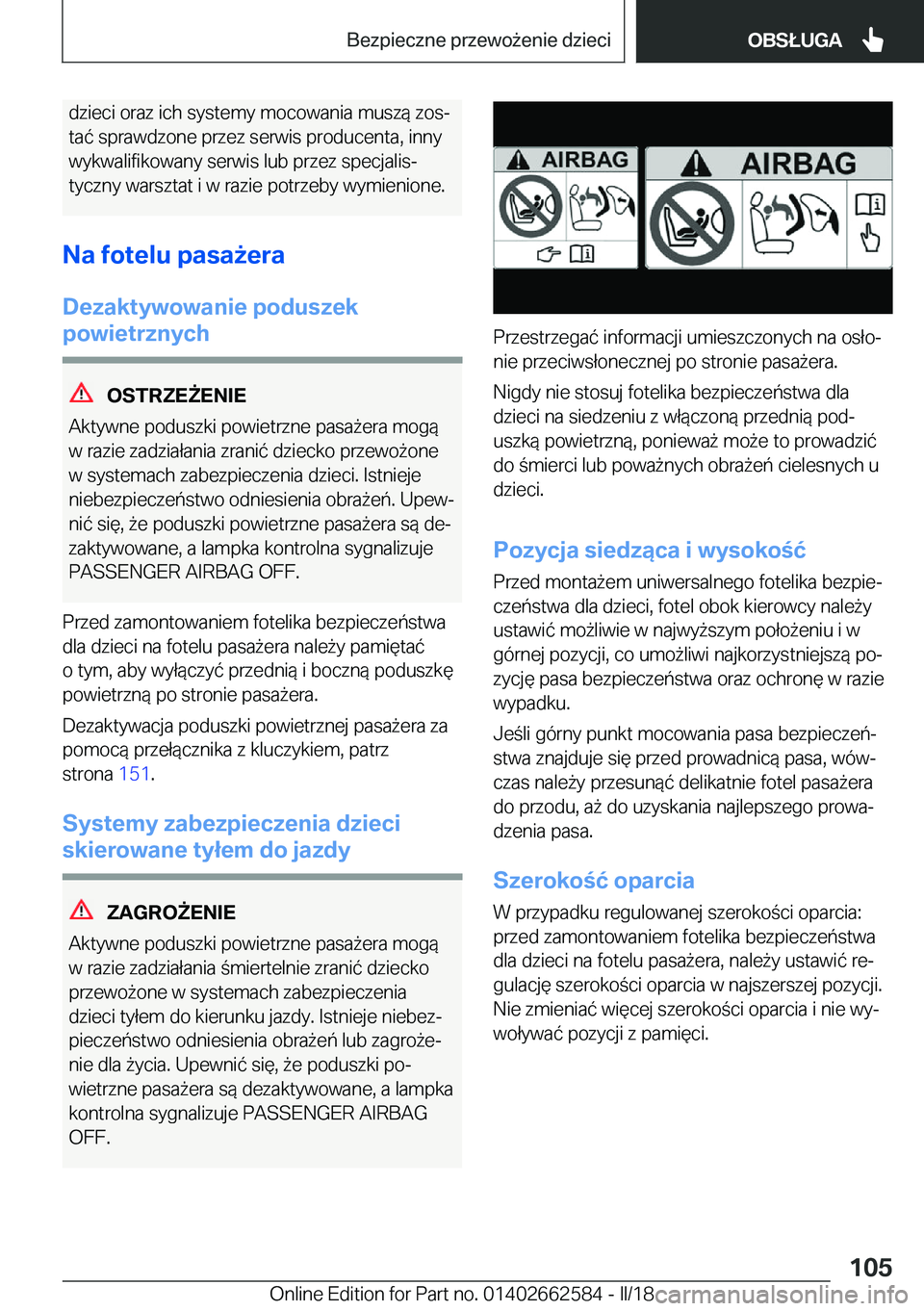 BMW M2 2018  Instrukcja obsługi (in Polish) �d�z�i�e�c�i� �o�r�a�z� �i�c�h� �s�y�s�t�e�m�y� �m�o�c�o�w�a�n�i�a� �m�u�s�z�