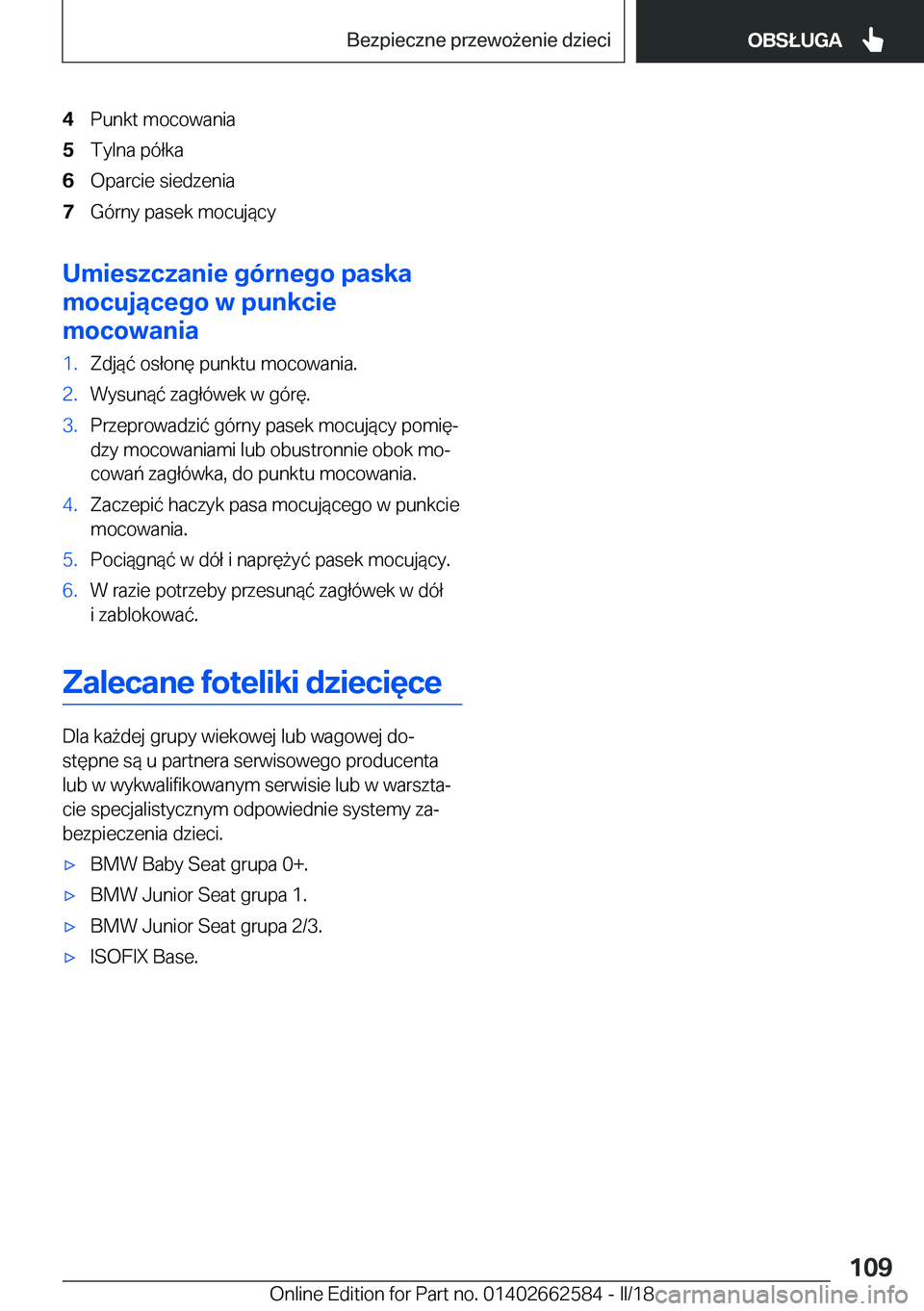 BMW M2 2018  Instrukcja obsługi (in Polish) �4�P�u�n�k�t� �m�o�c�o�w�a�n�i�a�5�T�y�l�n�a� �p�