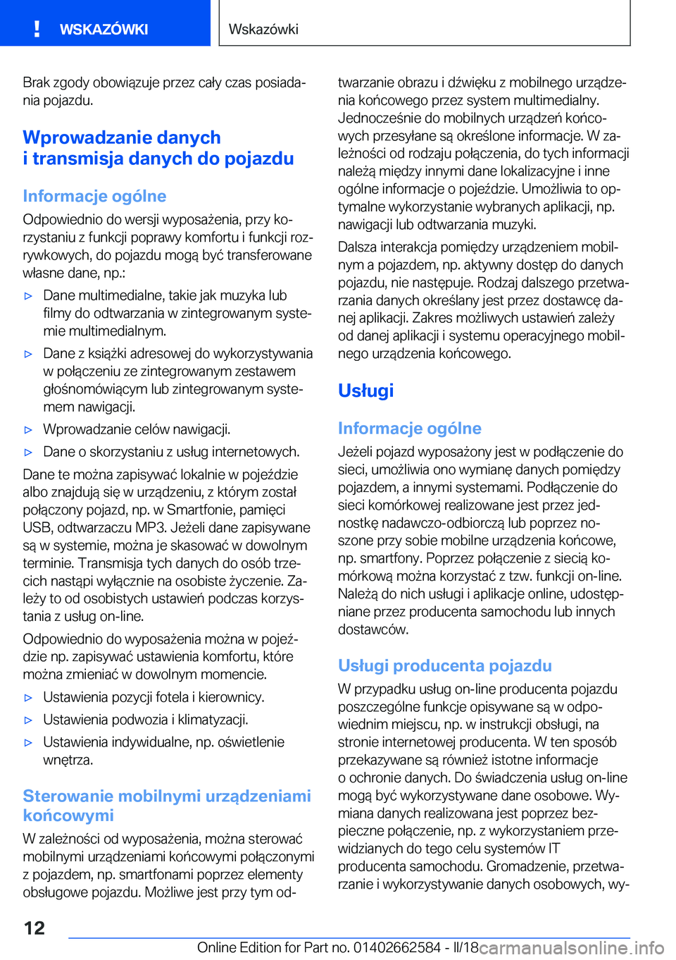 BMW M2 2018  Instrukcja obsługi (in Polish) �B�r�a�k� �z�g�o�d�y� �o�b�o�w�i�