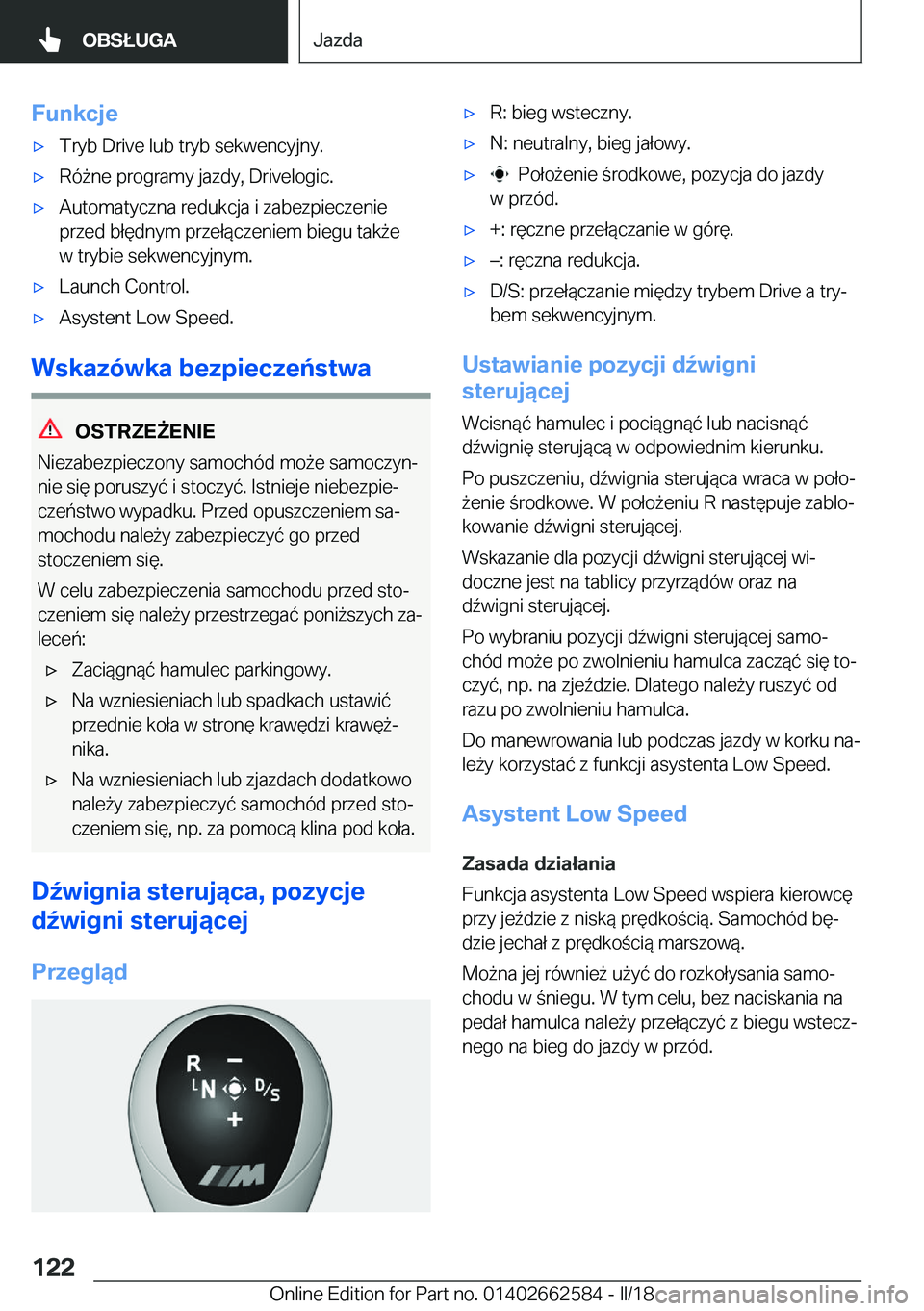 BMW M2 2018  Instrukcja obsługi (in Polish) �F�u�n�k�c�j�e'x�T�r�y�b� �D�r�i�v�e� �l�u�b� �t�r�y�b� �s�e�k�w�e�n�c�y�j�n�y�.'x�R�