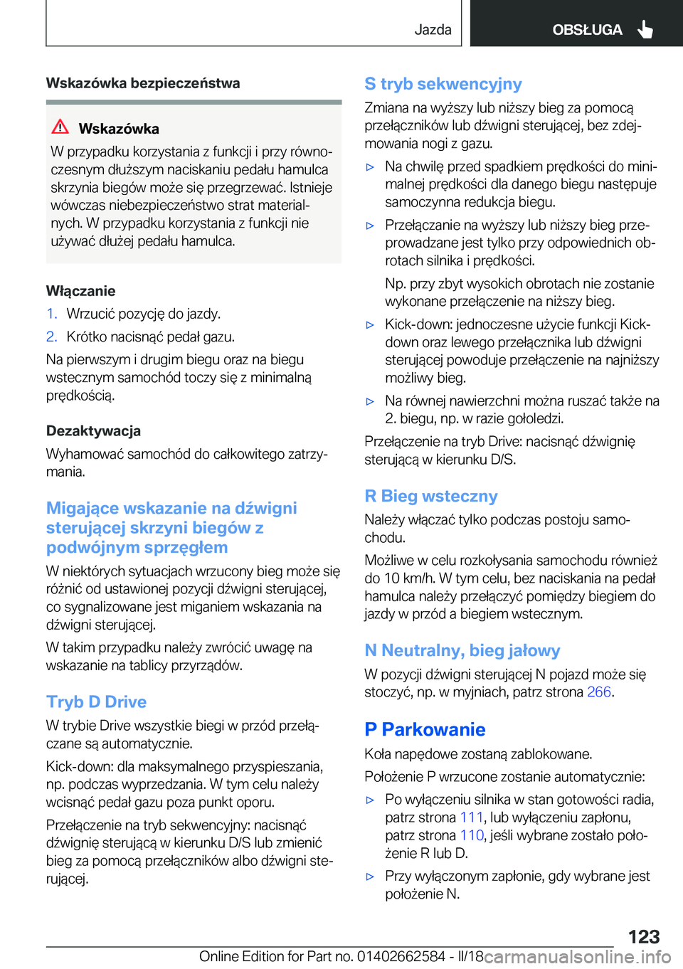 BMW M2 2018  Instrukcja obsługi (in Polish) �W�s�k�a�z�