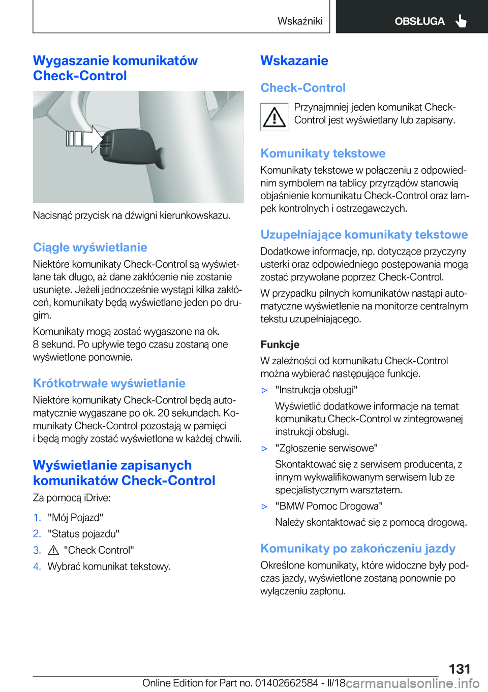 BMW M2 2018  Instrukcja obsługi (in Polish) �W�y�g�a�s�z�a�n�i�e��k�o�m�u�n�i�k�a�t�
