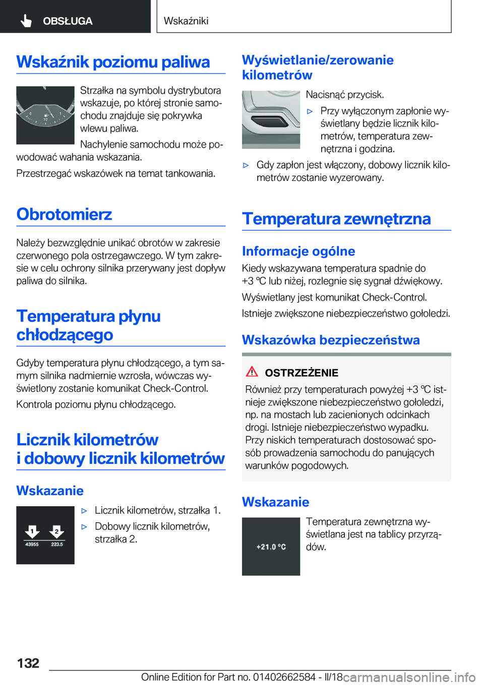 BMW M2 2018  Instrukcja obsługi (in Polish) �W�s�k�a7�n�i�k��p�o�z�i�o�m�u��p�a�l�i�w�a
�S�t�r�z�a�ł�k�a� �n�a� �s�y�m�b�o�l�u� �d�y�s�t�r�y�b�u�t�o�r�a
�w�s�k�a�z�u�j�e�,� �p�o� �k�t�