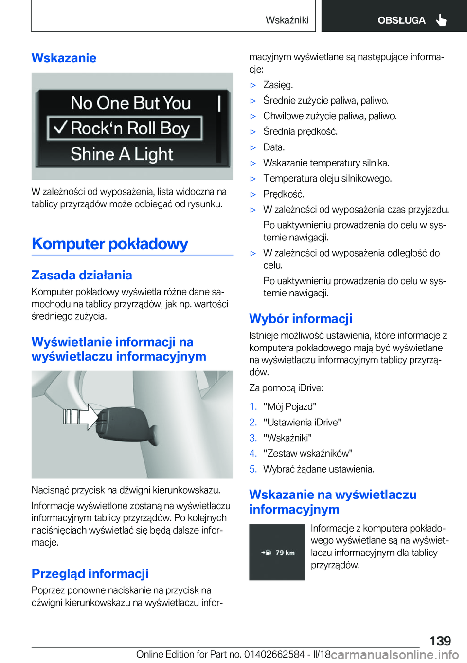 BMW M2 2018  Instrukcja obsługi (in Polish) �W�s�k�a�z�a�n�i�e
�W� �z�a�l�e 9�n�o �c�i� �o�d� �w�y�p�o�s�a 9�e�n�i�a�,� �l�i�s�t�a� �w�i�d�o�c�z�n�a� �n�a�t�a�b�l�i�c�y� �p�r�z�y�r�z�