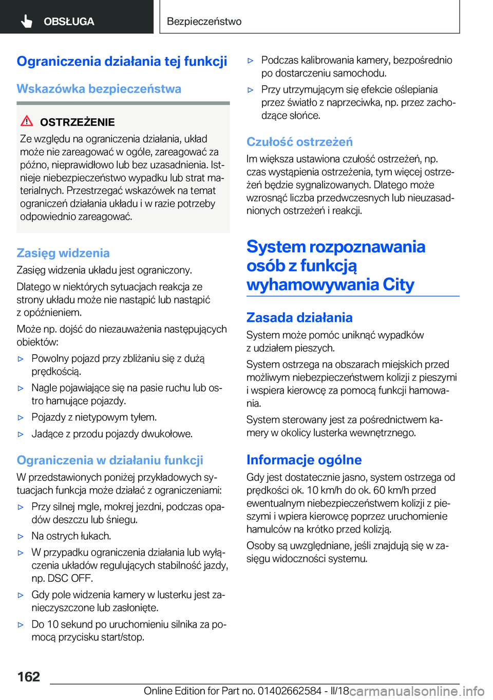 BMW M2 2018  Instrukcja obsługi (in Polish) �O�g�r�a�n�i�c�z�e�n�i�a��d�z�i�a�ł�a�n�i�a��t�e�j��f�u�n�k�c�j�i�W�s�k�a�z�