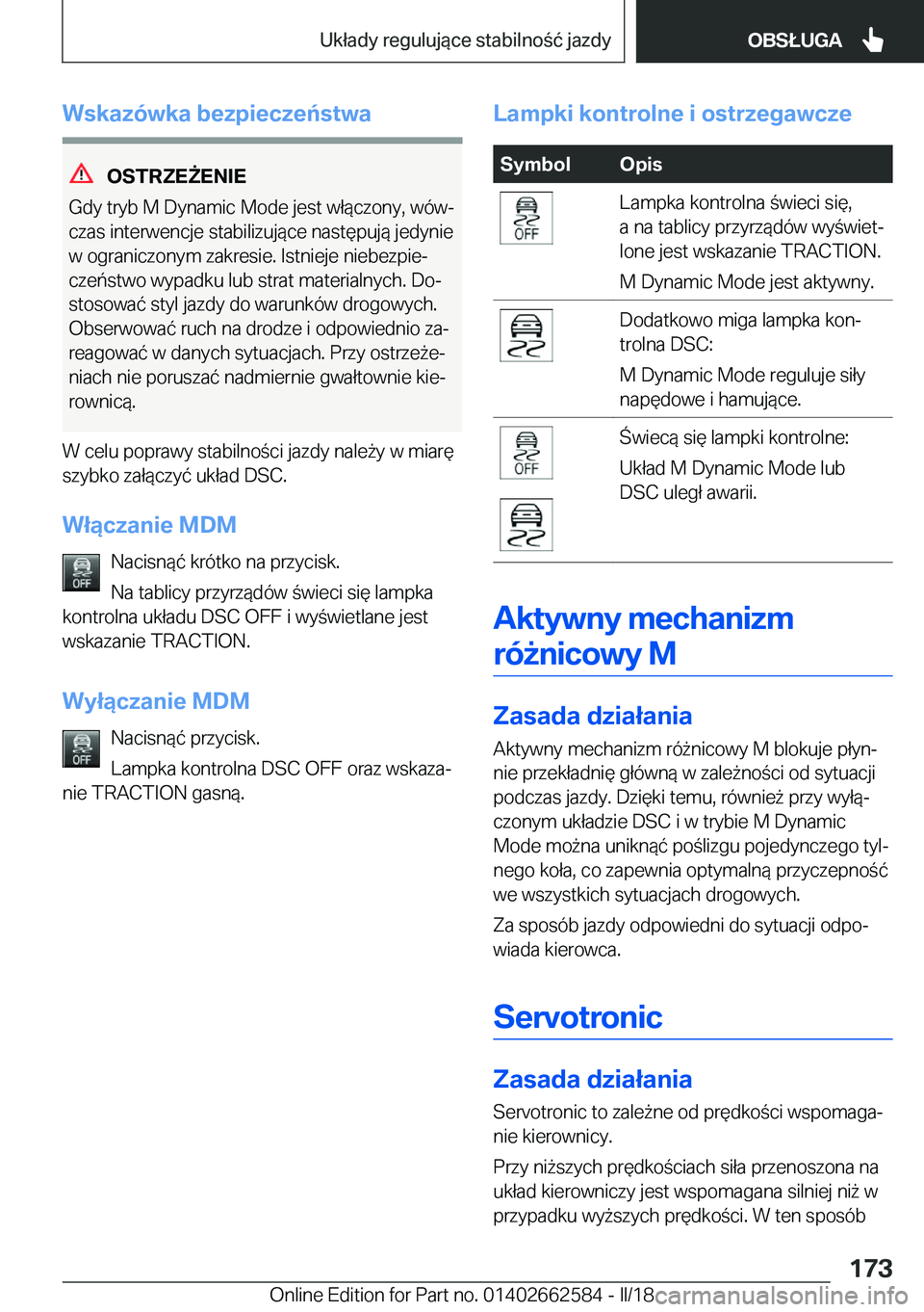 BMW M2 2018  Instrukcja obsługi (in Polish) �W�s�k�a�z�