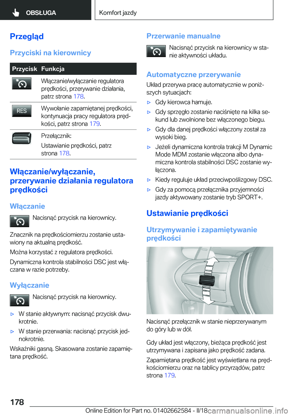 BMW M2 2018  Instrukcja obsługi (in Polish) �P�r�z�e�g�l�ą�d�P�r�z�y�c�i�s�k�i��n�a��k�i�e�r�o�w�n�i�c�y�P�r�z�y�c�i�s�k�F�u�n�k�c�j�a�W�ł�