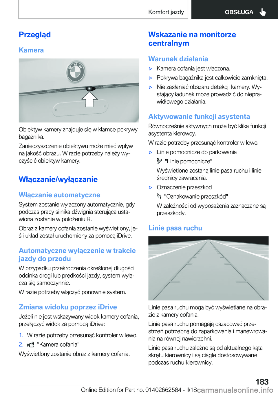 BMW M2 2018  Instrukcja obsługi (in Polish) �P�r�z�e�g�l�ą�d�K�a�m�e�r�a
�O�b�i�e�k�t�y�w� �k�a�m�e�r�y� �z�n�a�j�d�u�j�e� �s�i�