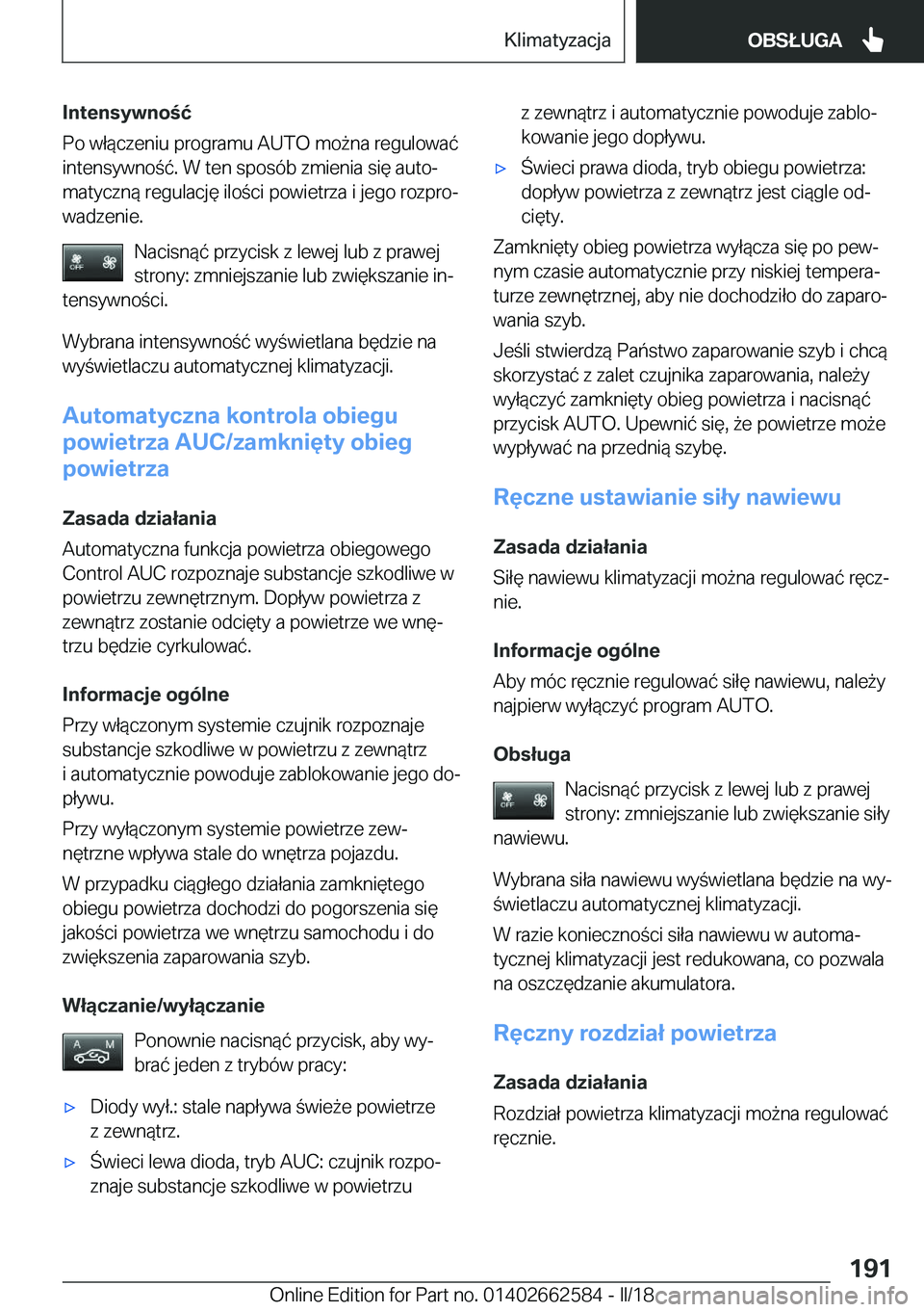 BMW M2 2018  Instrukcja obsługi (in Polish) �I�n�t�e�n�s�y�w�n�o�ć
�P�o� �w�ł�