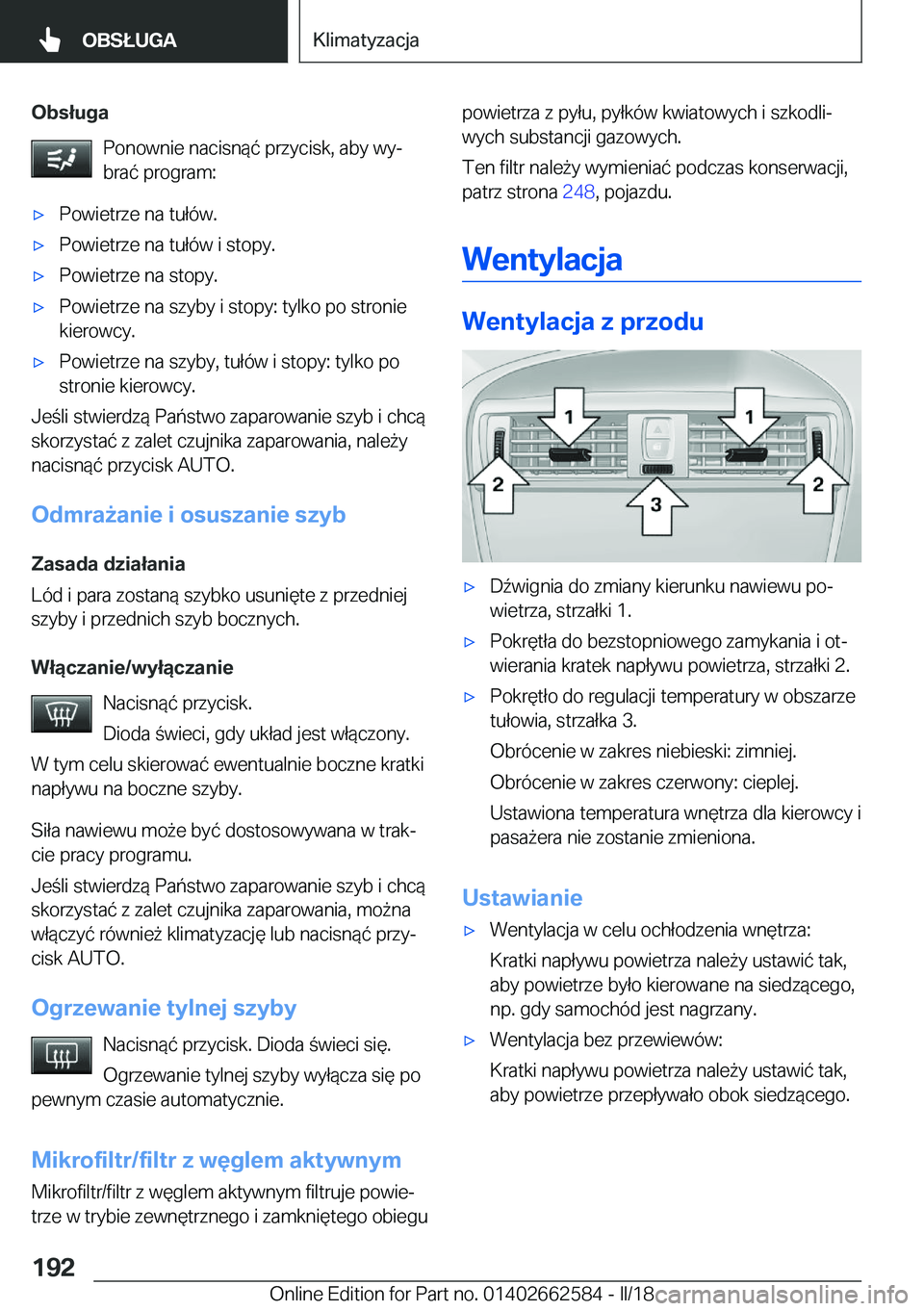 BMW M2 2018  Instrukcja obsługi (in Polish) �O�b�s�ł�u�g�a�P�o�n�o�w�n�i�e� �n�a�c�i�s�n�