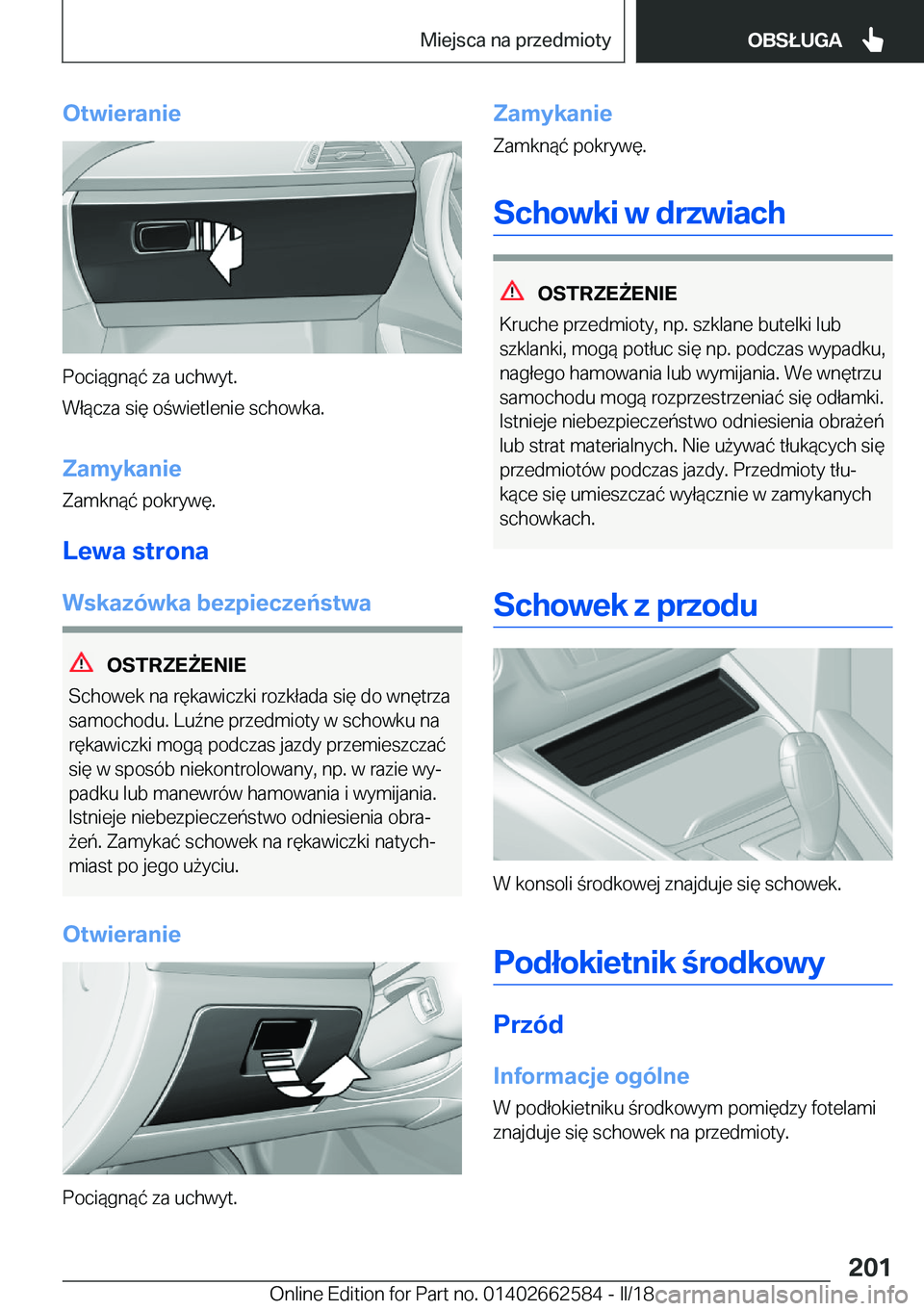 BMW M2 2018  Instrukcja obsługi (in Polish) �O�t�w�i�e�r�a�n�i�e
�P�o�c�i�