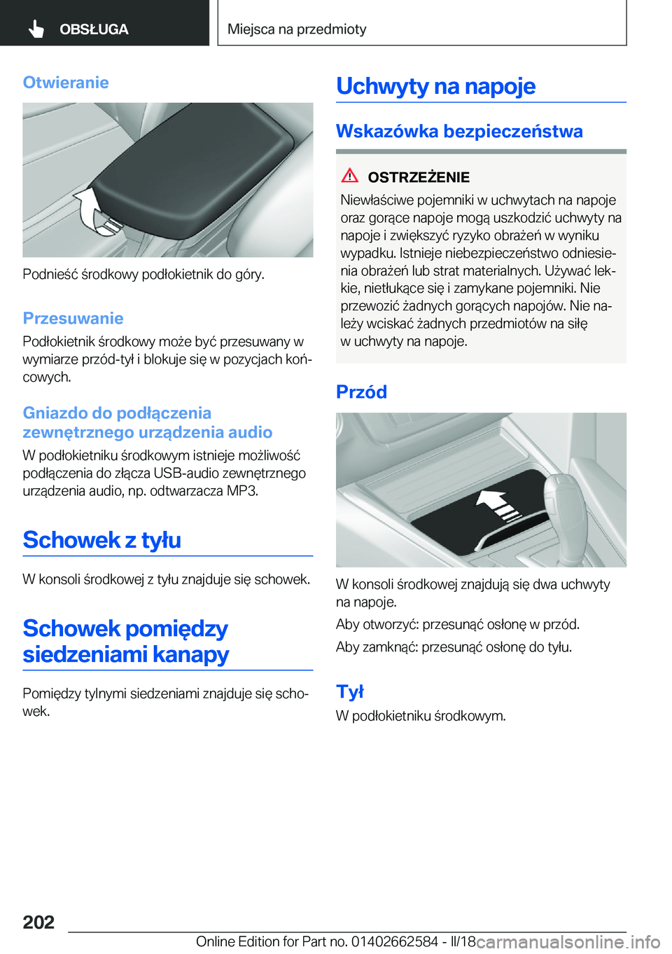 BMW M2 2018  Instrukcja obsługi (in Polish) �O�t�w�i�e�r�a�n�i�e
�P�o�d�n�i�e �