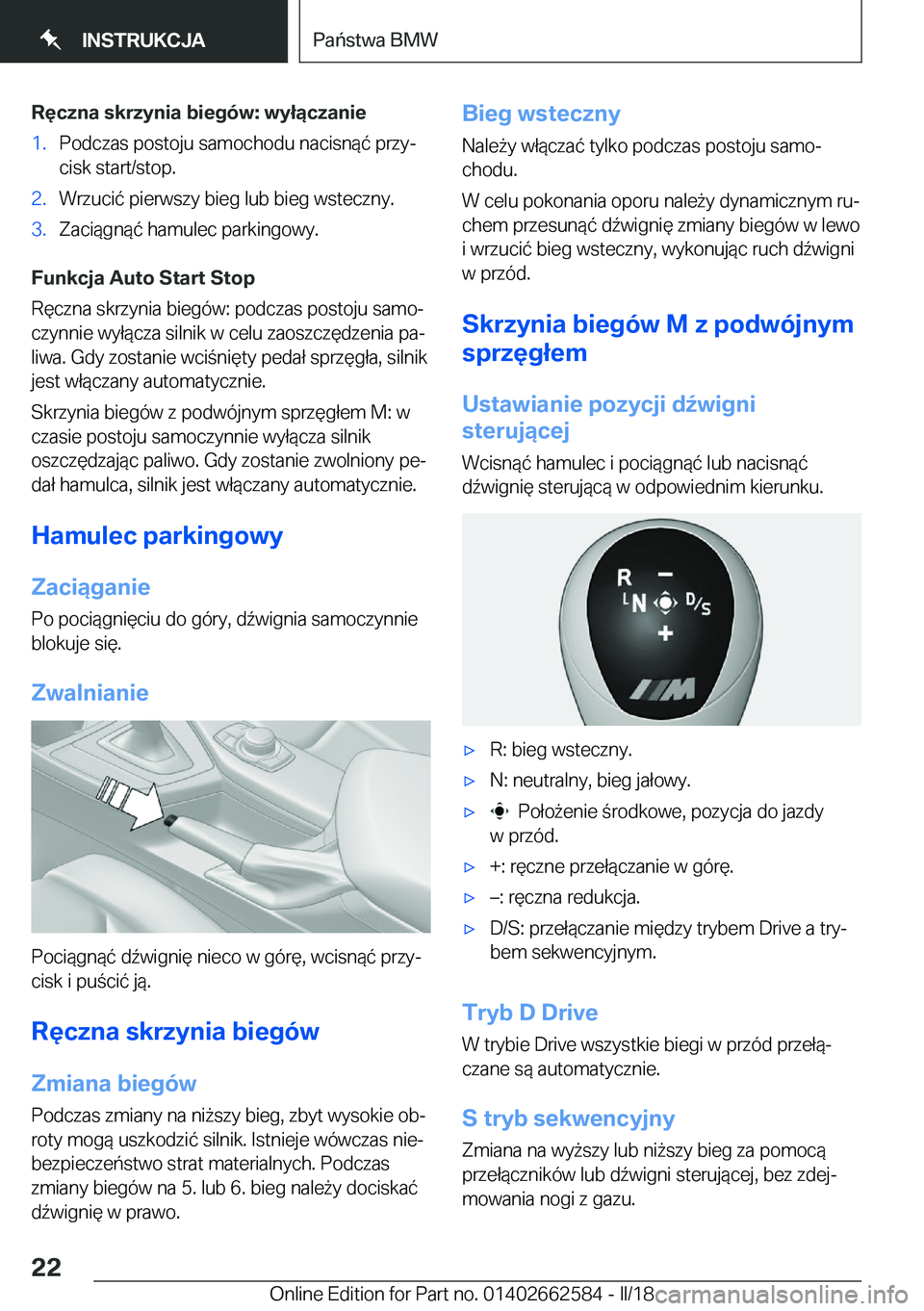 BMW M2 2018  Instrukcja obsługi (in Polish) �R�