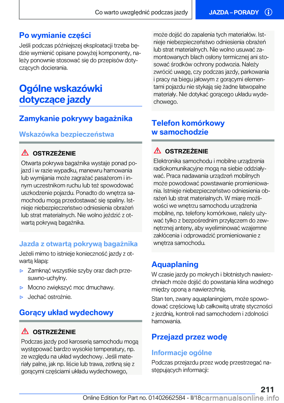 BMW M2 2018  Instrukcja obsługi (in Polish) �P�o��w�y�m�i�a�n�i�e��c�z�