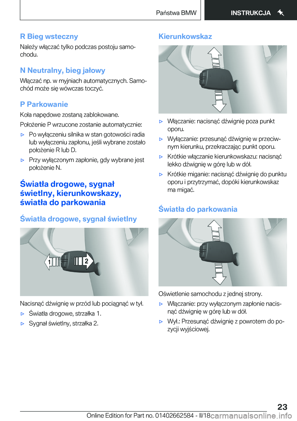 BMW M2 2018  Instrukcja obsługi (in Polish) �R��B�i�e�g��w�s�t�e�c�z�n�y�N�a�l�e 9�y� �w�ł�