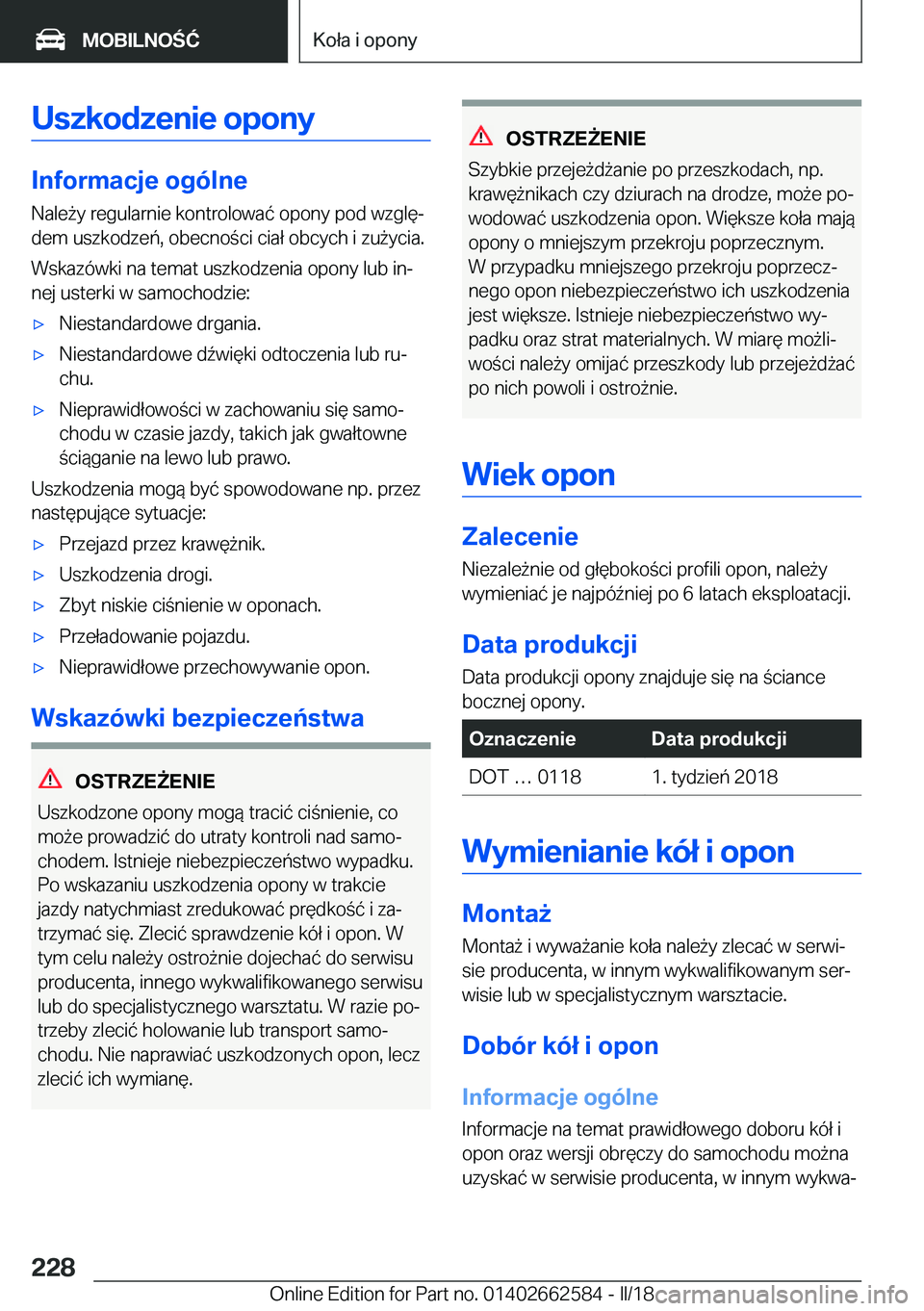 BMW M2 2018  Instrukcja obsługi (in Polish) �U�s�z�k�o�d�z�e�n�i�e��o�p�o�n�y
�I�n�f�o�r�m�a�c�j�e��o�g�