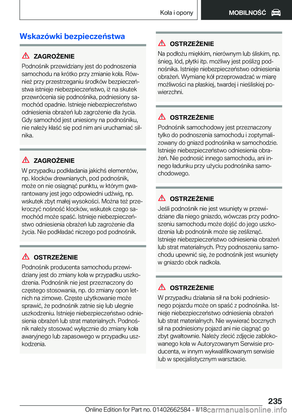 BMW M2 2018  Instrukcja obsługi (in Polish) �W�s�k�a�z�