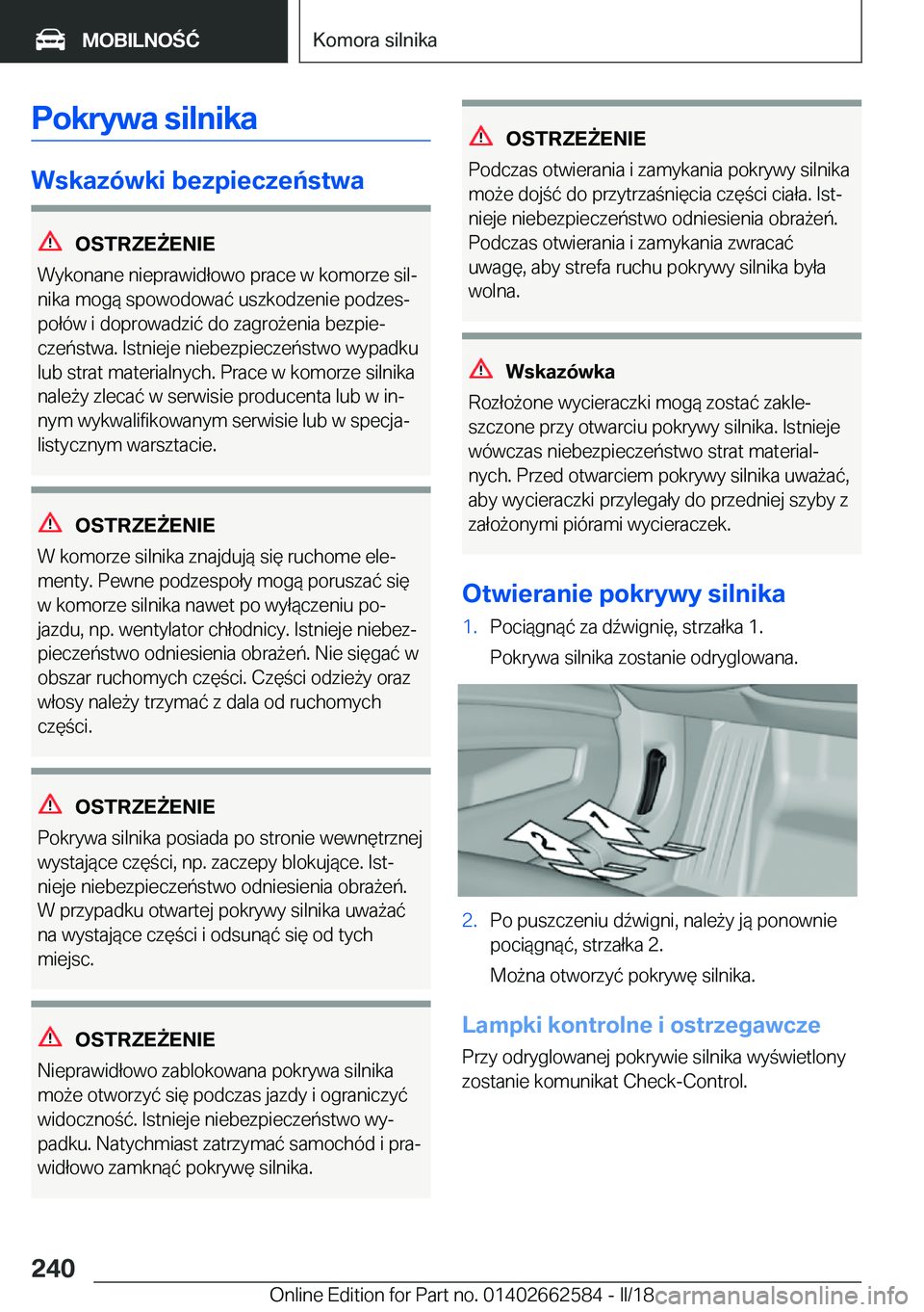 BMW M2 2018  Instrukcja obsługi (in Polish) �P�o�k�r�y�w�a��s�i�l�n�i�k�a
�W�s�k�a�z�