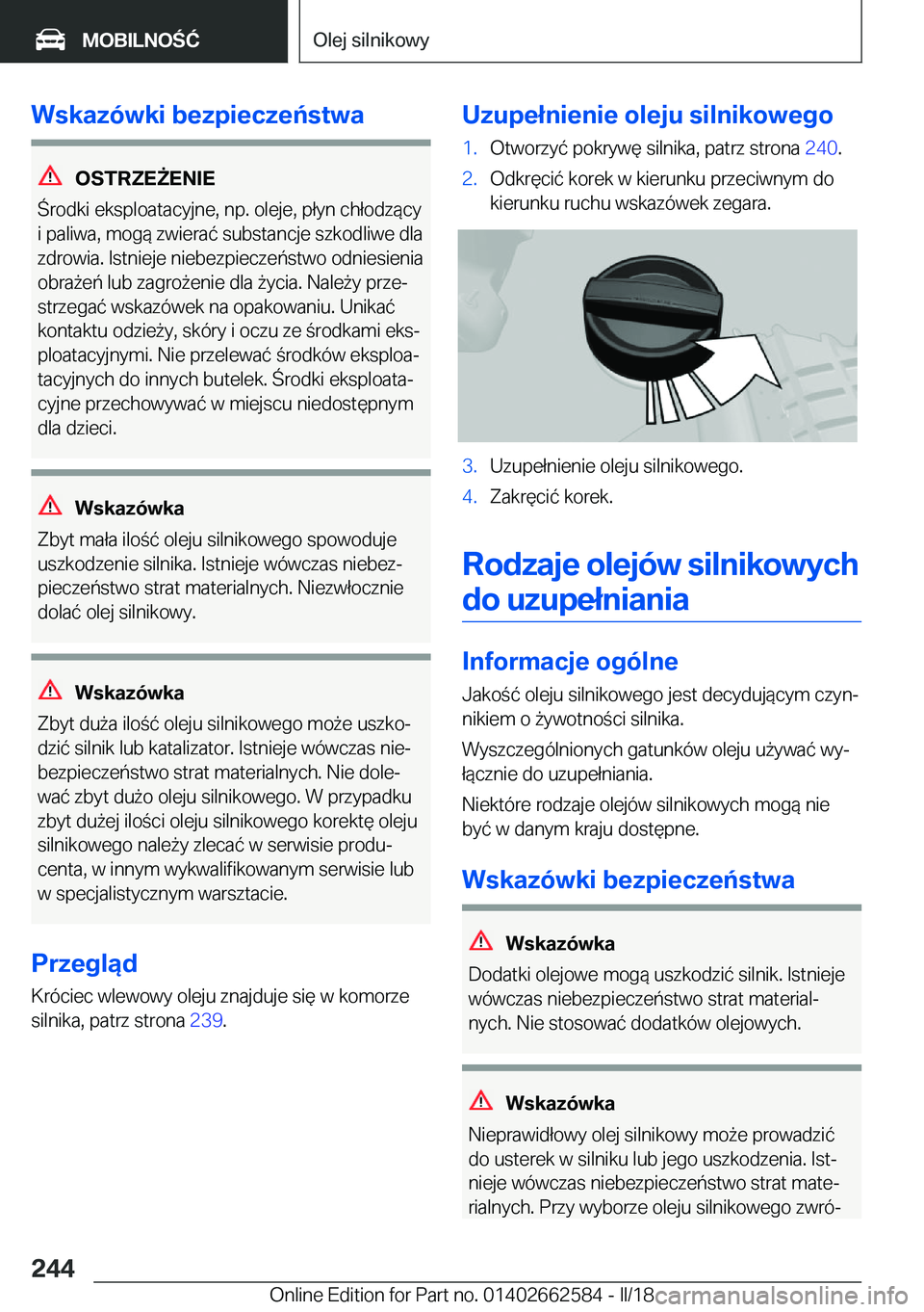 BMW M2 2018  Instrukcja obsługi (in Polish) �W�s�k�a�z�