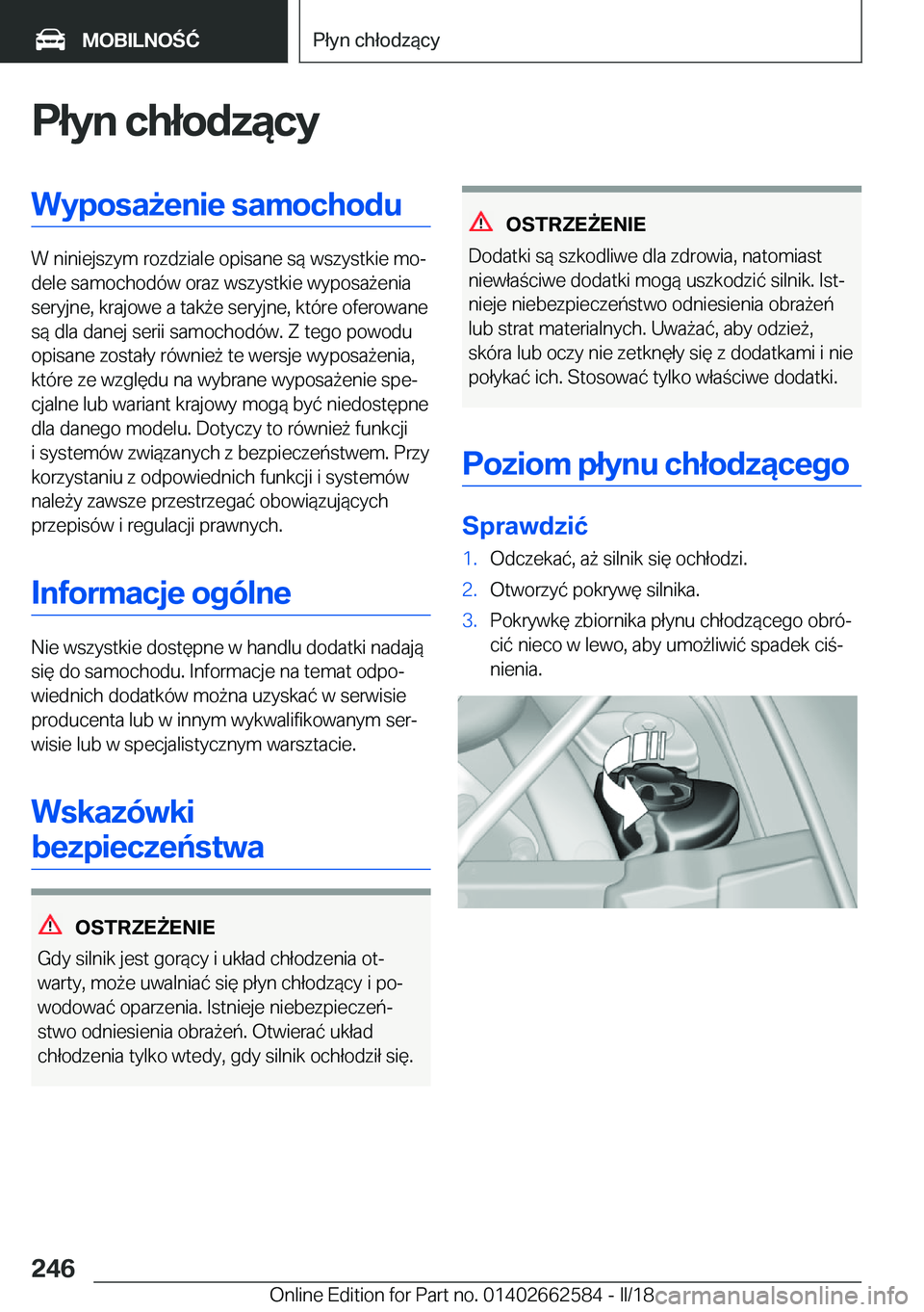 BMW M2 2018  Instrukcja obsługi (in Polish) �P�ł�y�n��c�h�ł�o�d�z�ą�c�y�W�y�p�o�s�a9�e�n�i�e��s�a�m�o�c�h�o�d�u
�W� �n�i�n�i�e�j�s�z�y�m� �r�o�z�d�z�i�a�l�e� �o�p�i�s�a�n�e� �s�